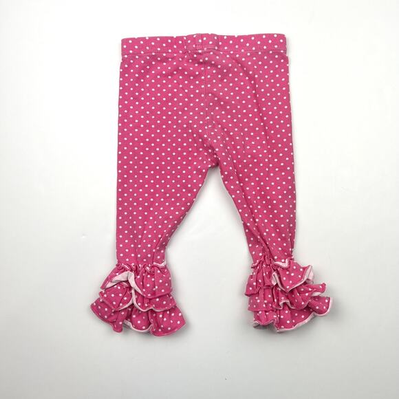 Bitty Blue Pink Polka Dot Ruffle Leggings - Picture 5 of 5